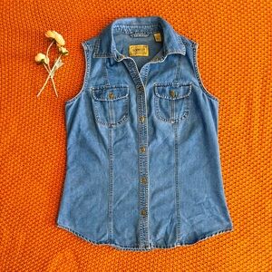 Retro CE Schmidt Work Wear Blue Denim Vest - Size S